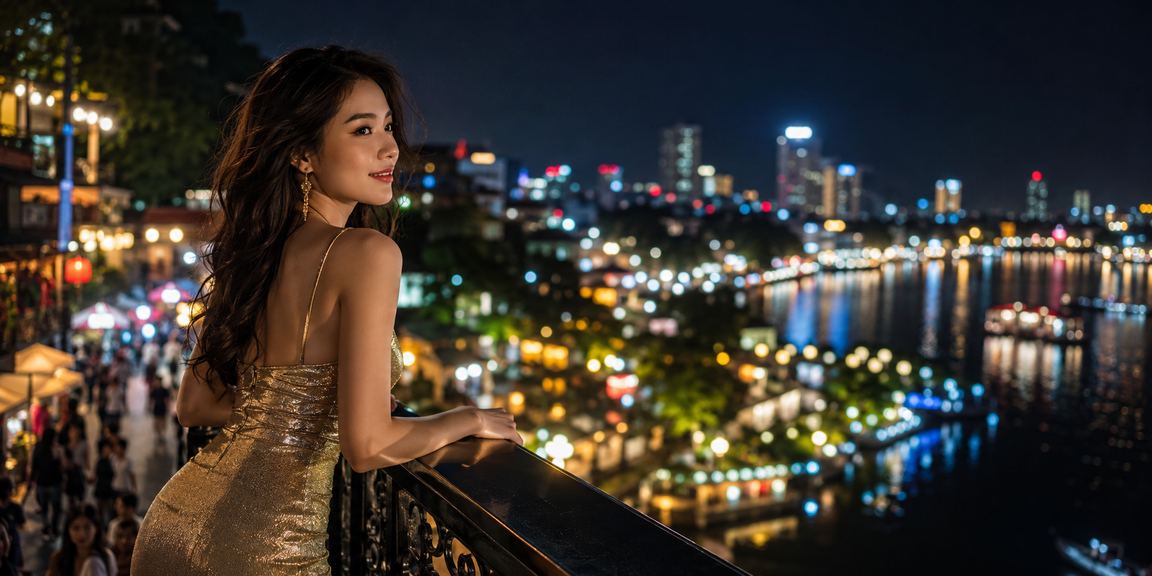 Người dùng tại chợ đêm Hà Nội xem kết quả thể thao và casino trực tuyến trên điện thoại